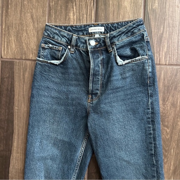 Anine Bing Lara High Waisted Kick Flare Ankle Jeans in Medium Wash Sz 26 - Picture 5 of 10